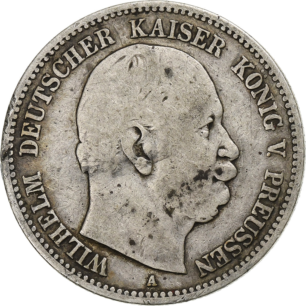 German States, PRUSSIA, Wilhelm I, 2 Mark, 1876, Berlin, Silver, VF(20-25)