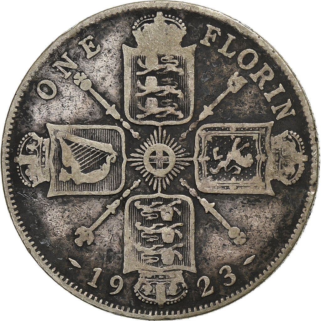 Great Britain, George V, Florin, Two Shillings, 1923, Silver, F(12-15), KM:817a