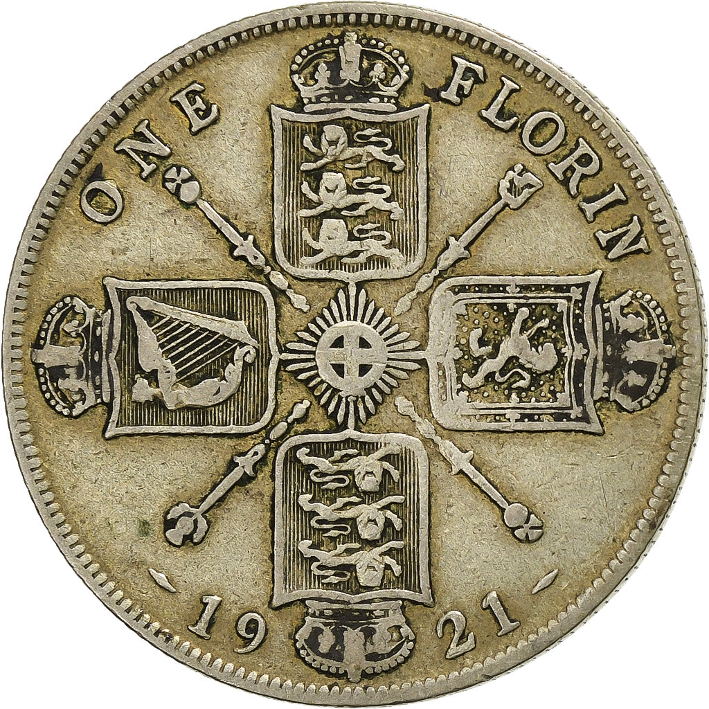 Great Britain, George V, Florin, Two Shillings, 1921, Silver, VF(30-35), KM:817a