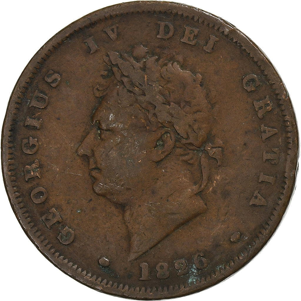 Gran Bretaña, George IV, Farthing, 1826, Cobre, BC+, KM:697