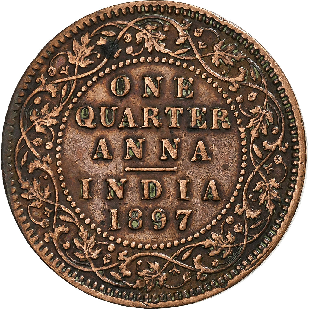INDIA - BRITANNICA, Victoria, 1/4 Anna, 1897, Rame, MB, KM:486