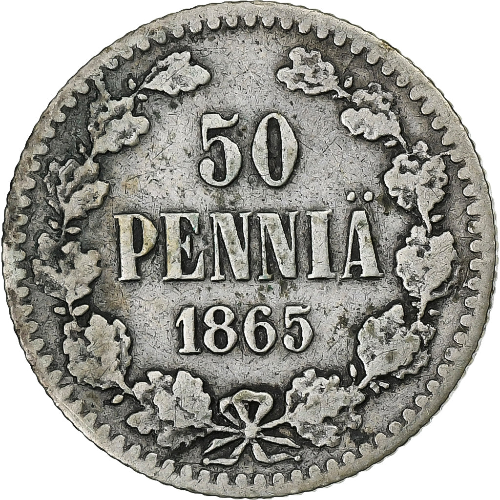 Finland, Alexander II, 50 Penniä, 1865, Silver, VF(30-35), KM:2.1