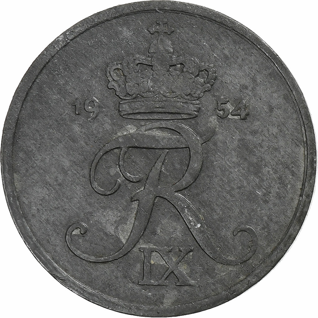 Dinamarca, Frederik IX, 2 Öre, 1954, Copenhagen, Zinco, VF(30-35), KM:840.1