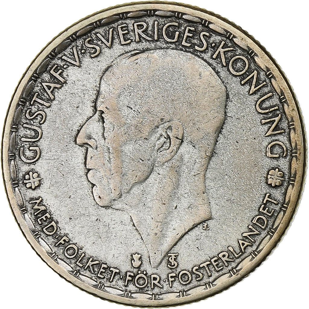 Szwecja, Gustaf V, Krona, 1946, Srebro, VF(30-35), KM:814