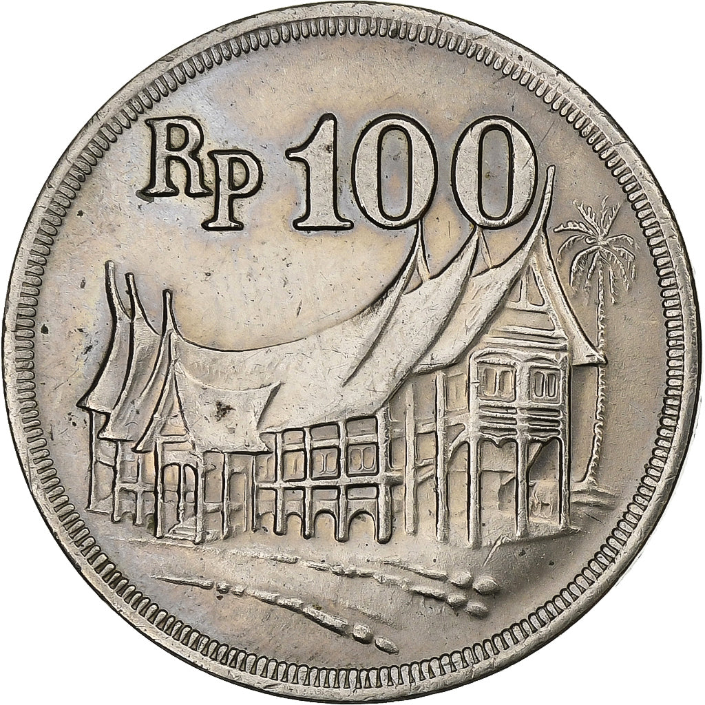 Indonésia, 100 Rupiah, 1973, Cobre-níquel, AU(50-53), KM:36