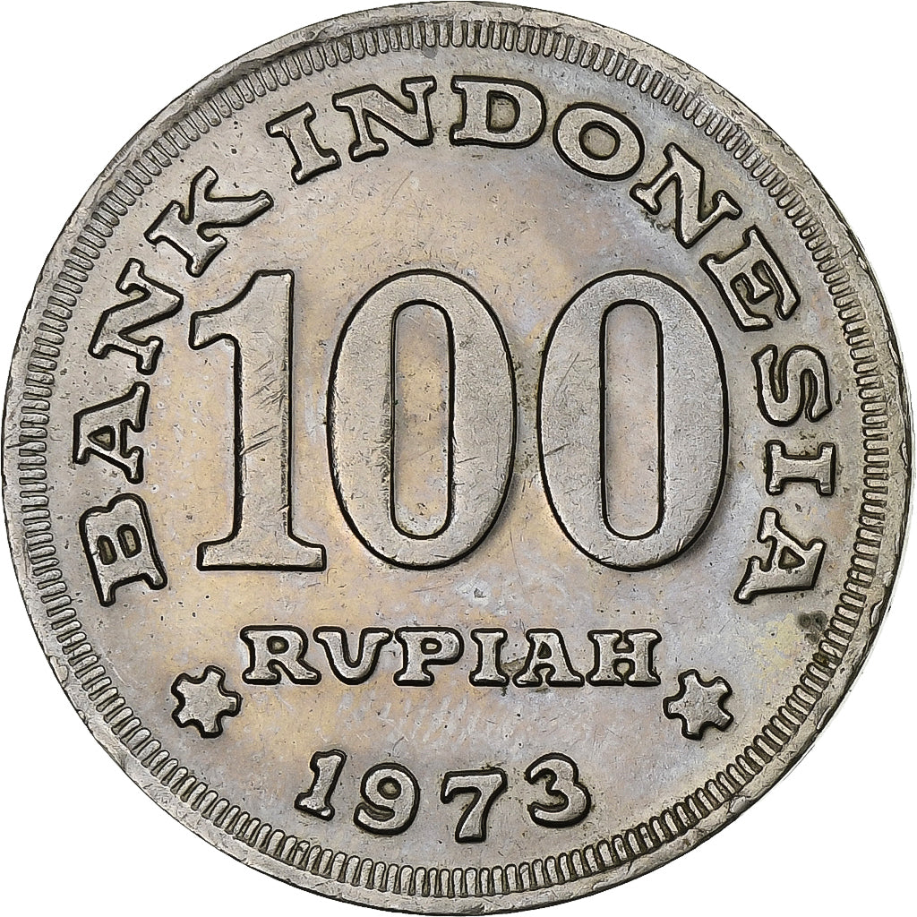 Indonésia, 100 Rupiah, 1973, Cobre-níquel, AU(50-53), KM:36