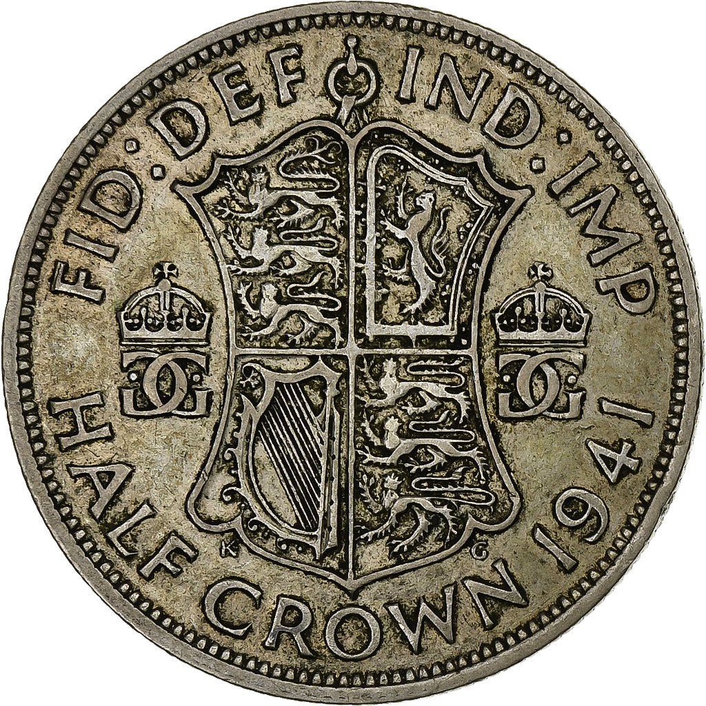 Moneta, Gran Bretagna, George VI, 1/2 Crown, 1941, BB, Argento, KM:856