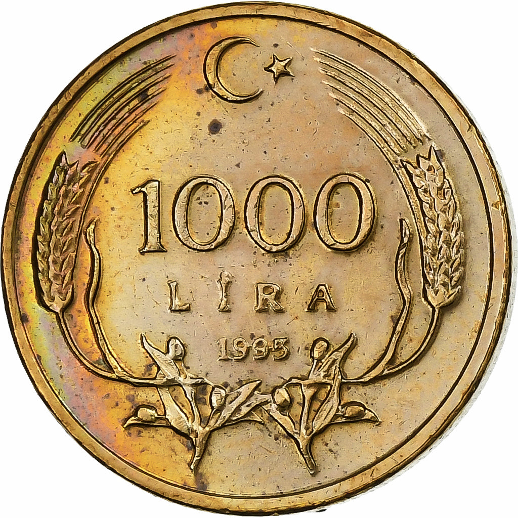 Münze, Türkei, 1000 Lira, 1995, S+, Bronze Clad Brass, KM:1028