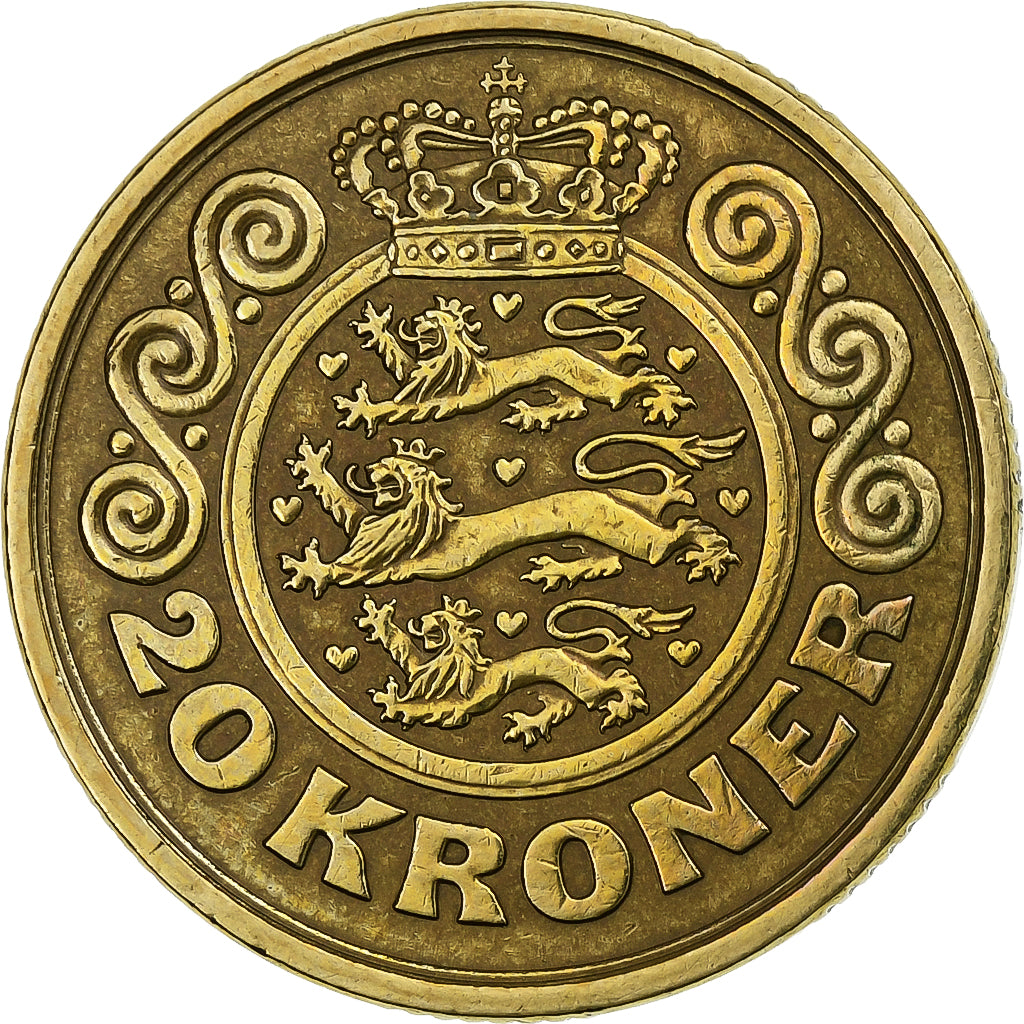 Denemarken, Margrethe II, 20 Kroner, 1990, Copenhagen, Aluminum-Bronze, FR+