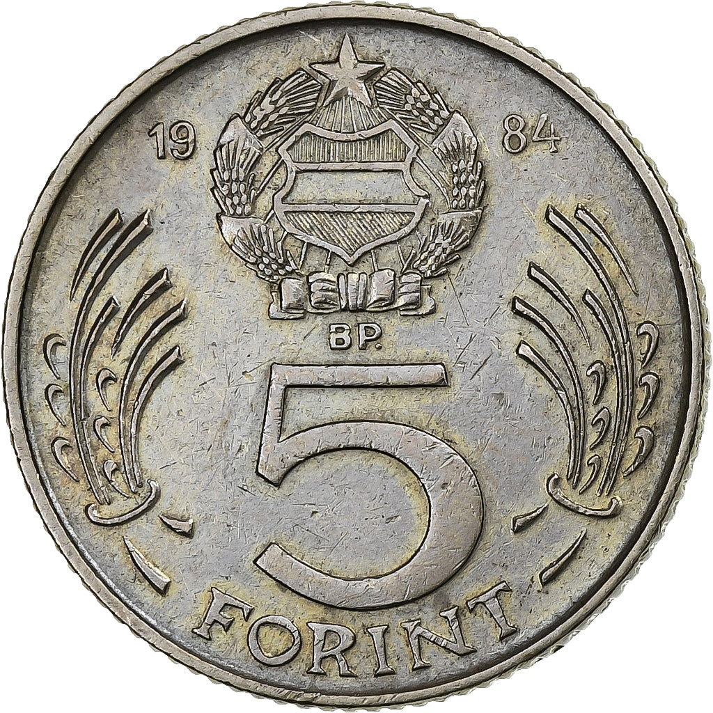 Ungheria, 5 Forint, 1984, Budapest, Rame-nichel, BB, KM:635