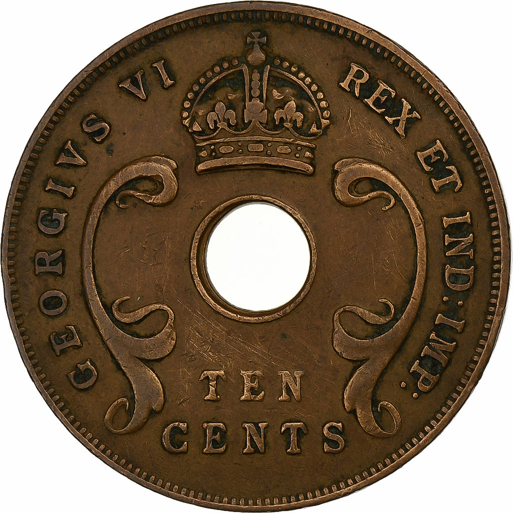 OOST AFRIKA, George VI, 10 Cents, 1942, Bronzen, FR, KM:26.2