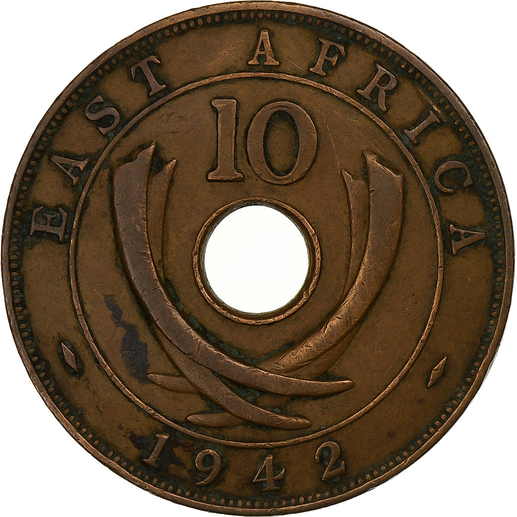 OOST AFRIKA, George VI, 10 Cents, 1942, Bronzen, FR, KM:26.2