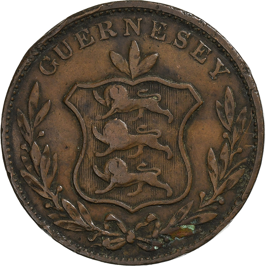 Guernsey, 8 Doubles, 1834, Copper, VF(20-25), KM:3