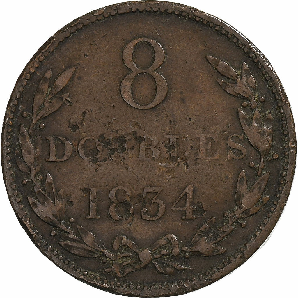 Guernsey, 8 Doubles, 1834, Copper, VF(20-25), KM:3