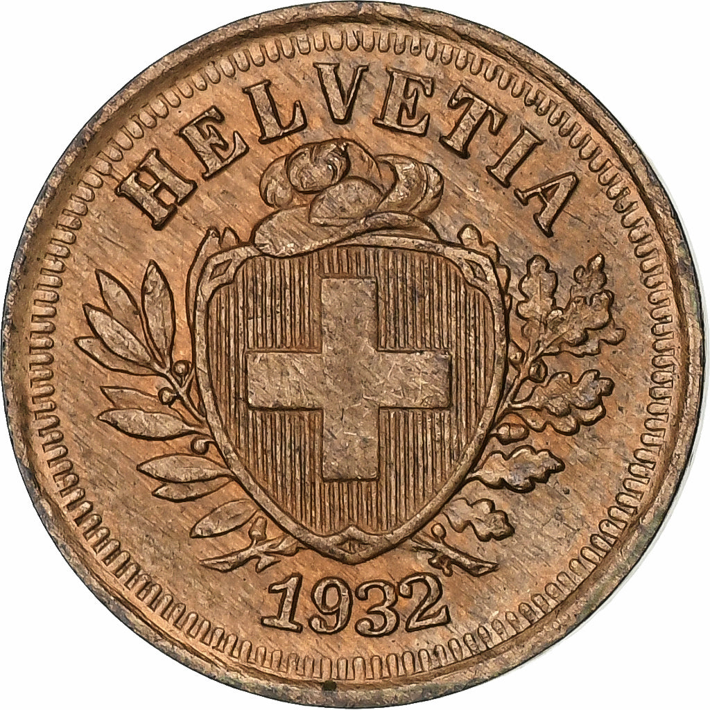 Szwajcaria, Rappen, 1932, Bern, Brązowy, EF(40-45), KM:3.2