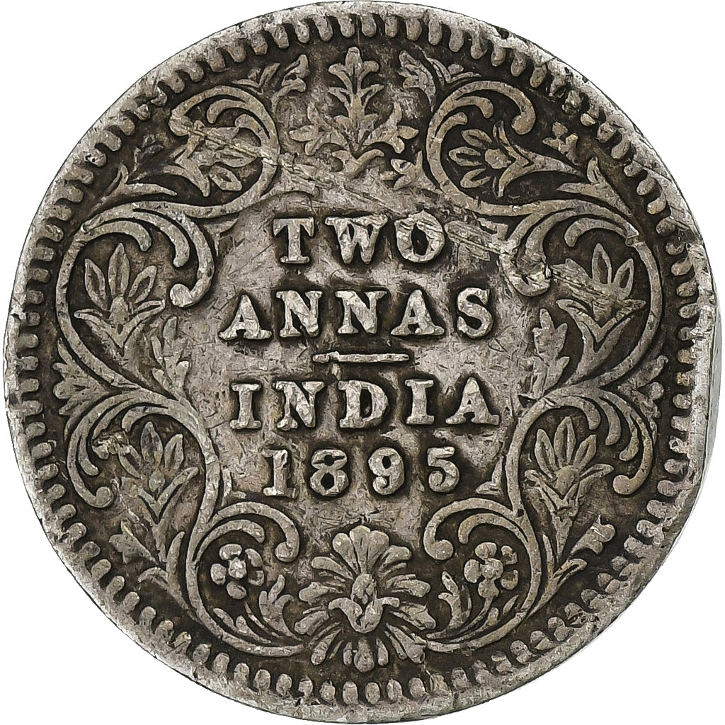 INDIA-BRITISH, Victoria, 2 Annas, 1895, Silver, VF(30-35), KM:488