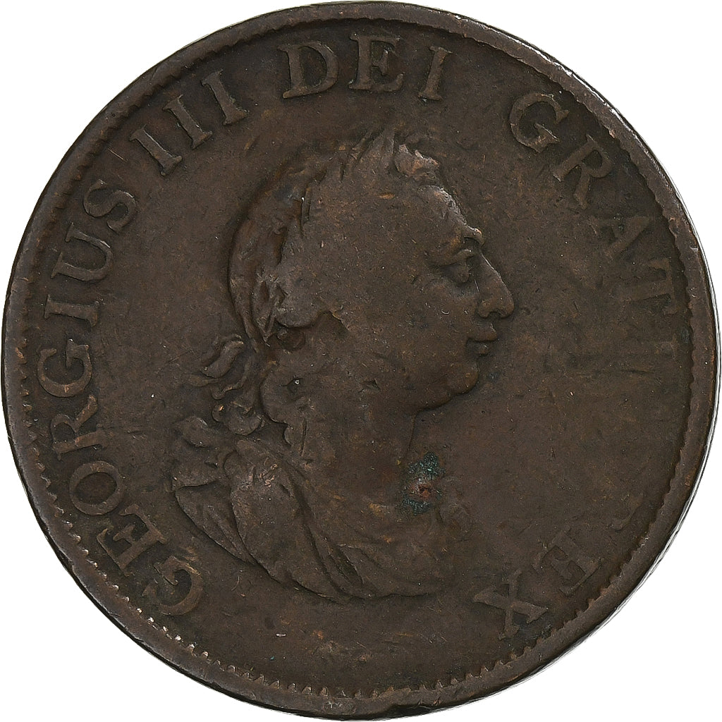 Gran Bretagna, George III, 1/2 Penny, Britannia, 1799, Soho, Rame, B+