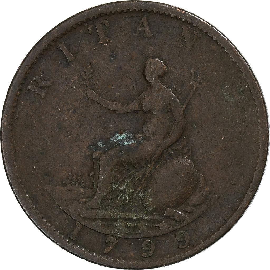 Gran Bretagna, George III, 1/2 Penny, Britannia, 1799, Soho, Rame, B+