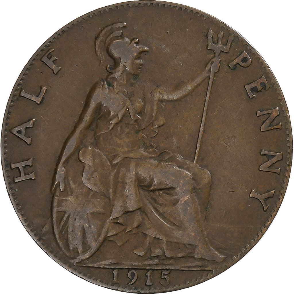 Great Britain, George V, 1/2 Penny, 1915, Bronze, VF(30-35), KM:809