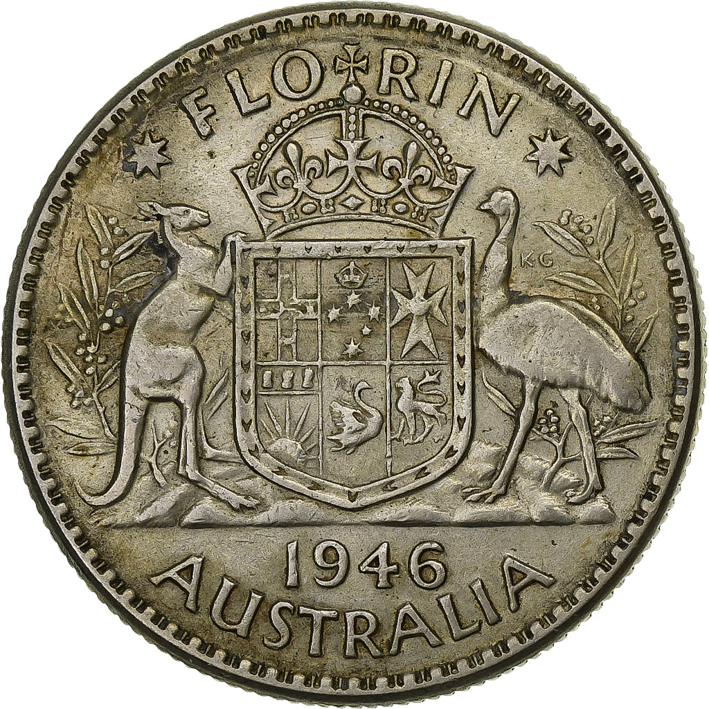 Australia, George VI, Florin, 1946, Melbourne, EF(40-45), Silver, KM:40a, 28.6