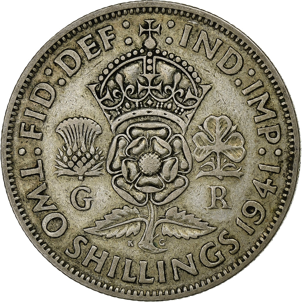Moeda, Grã-Bretanha, George VI, Two Shillings, 1941, British Royal Mint