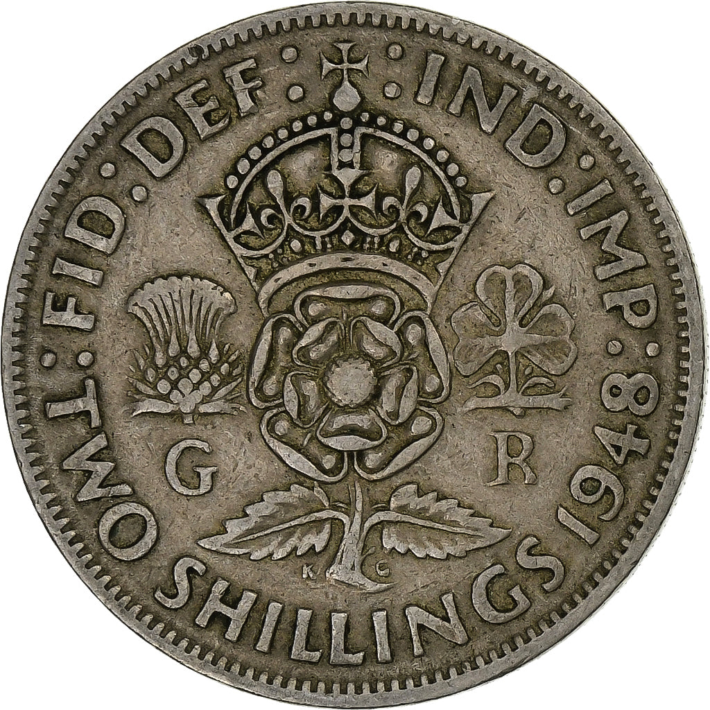 Great Britain, George VI, Florin, Two Shillings, 1948, Copper-nickel, VF(30-35)