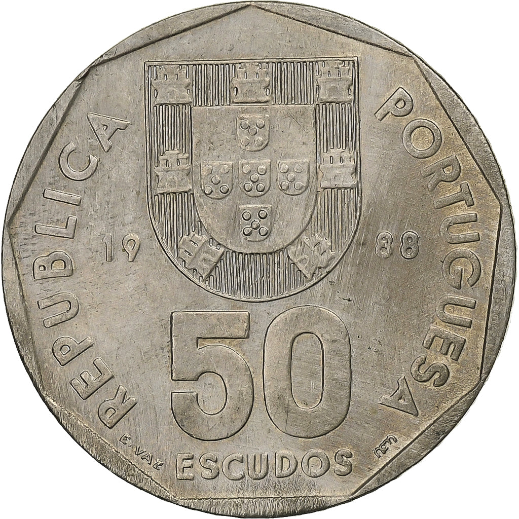 Portugal, 50 Escudos, 1988, Cobre-níquel, EF(40-45), KM:636