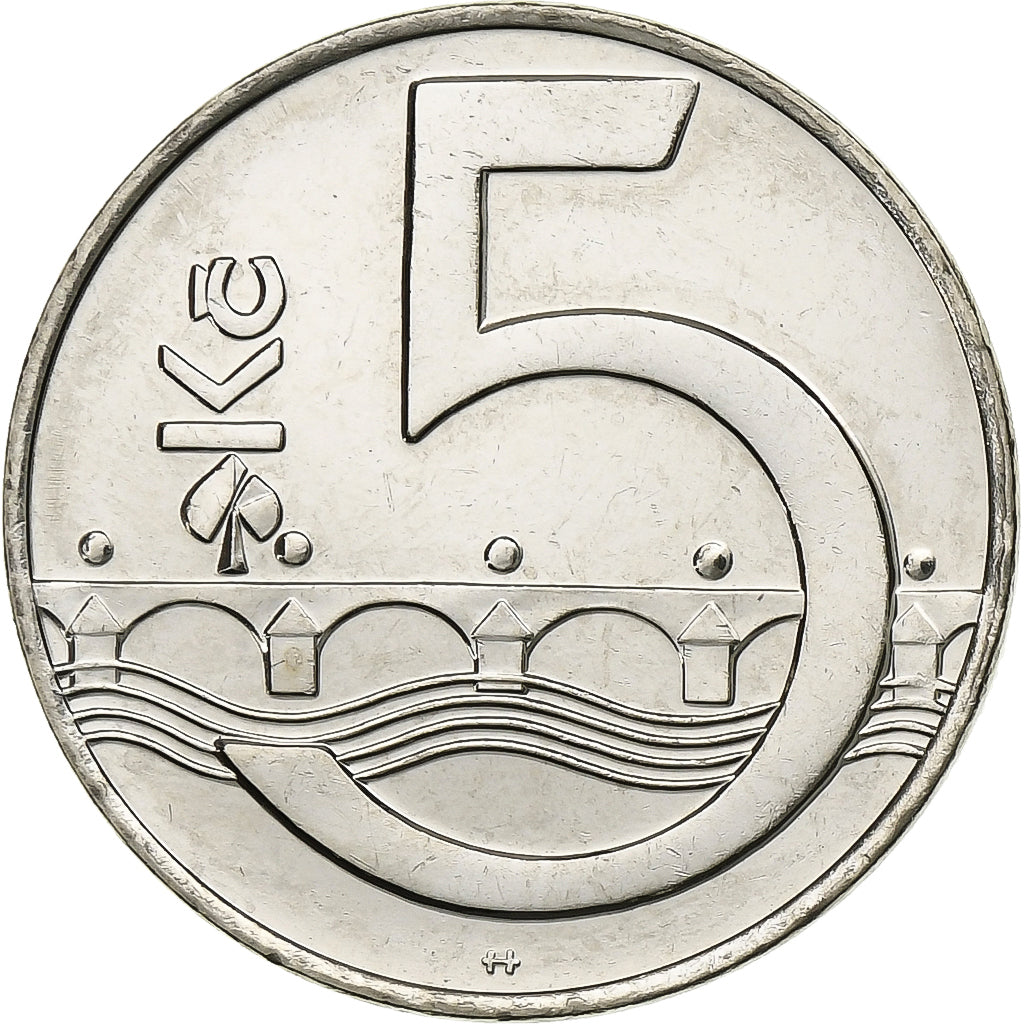 República Checa, 5 Korun, 1993, Níquel chapado en acero, BC+, KM:8