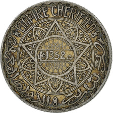 Morocco, Mohammed V, 5 Francs, 1933, Paris, Silver, EF(40-45), KM:37