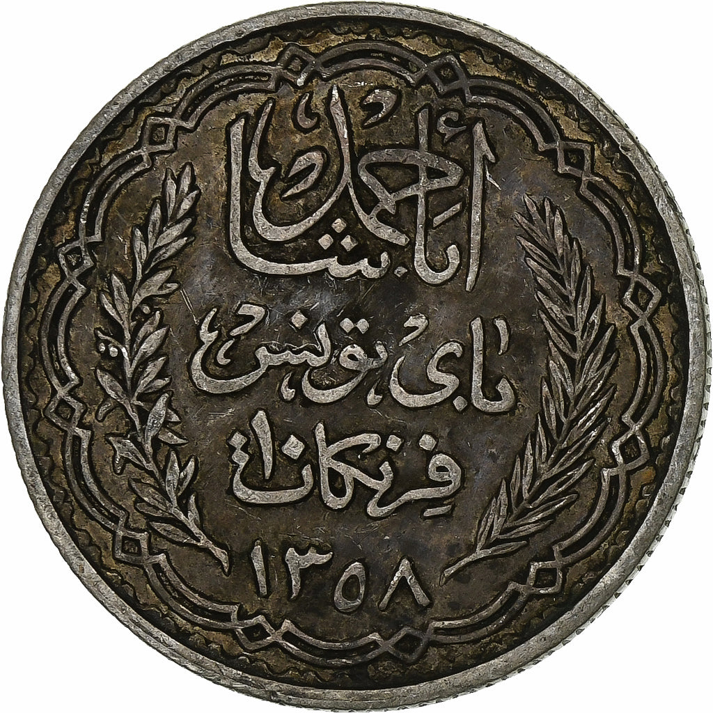 Tunesien, Ahmad Pasha Bey, 10 Francs, 1939, Paris, Silber, SS, KM:265