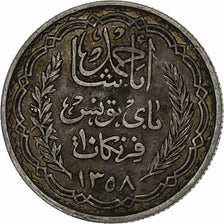 Tunesien, Ahmad Pasha Bey, 10 Francs, 1939, Paris, Silber, SS, KM:265