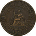FRENCH COCHIN CHINA, Cent, 1879, Paris, Bronze, VF(30-35), Lecompte:12, KM:3