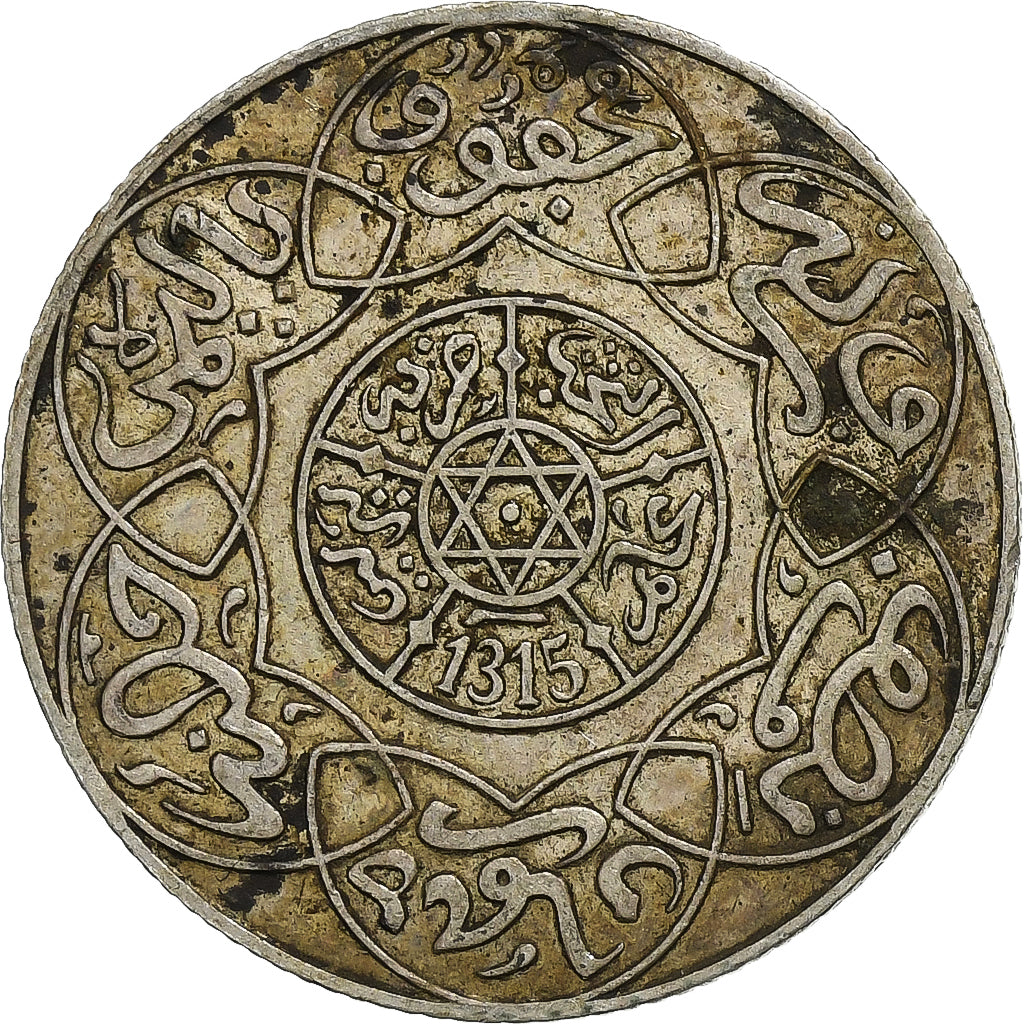 Morocco, 'Abd al-Aziz, 2-1/2 Dirhams, 1897/AH1315, Paris, Silver, VF(30-35)