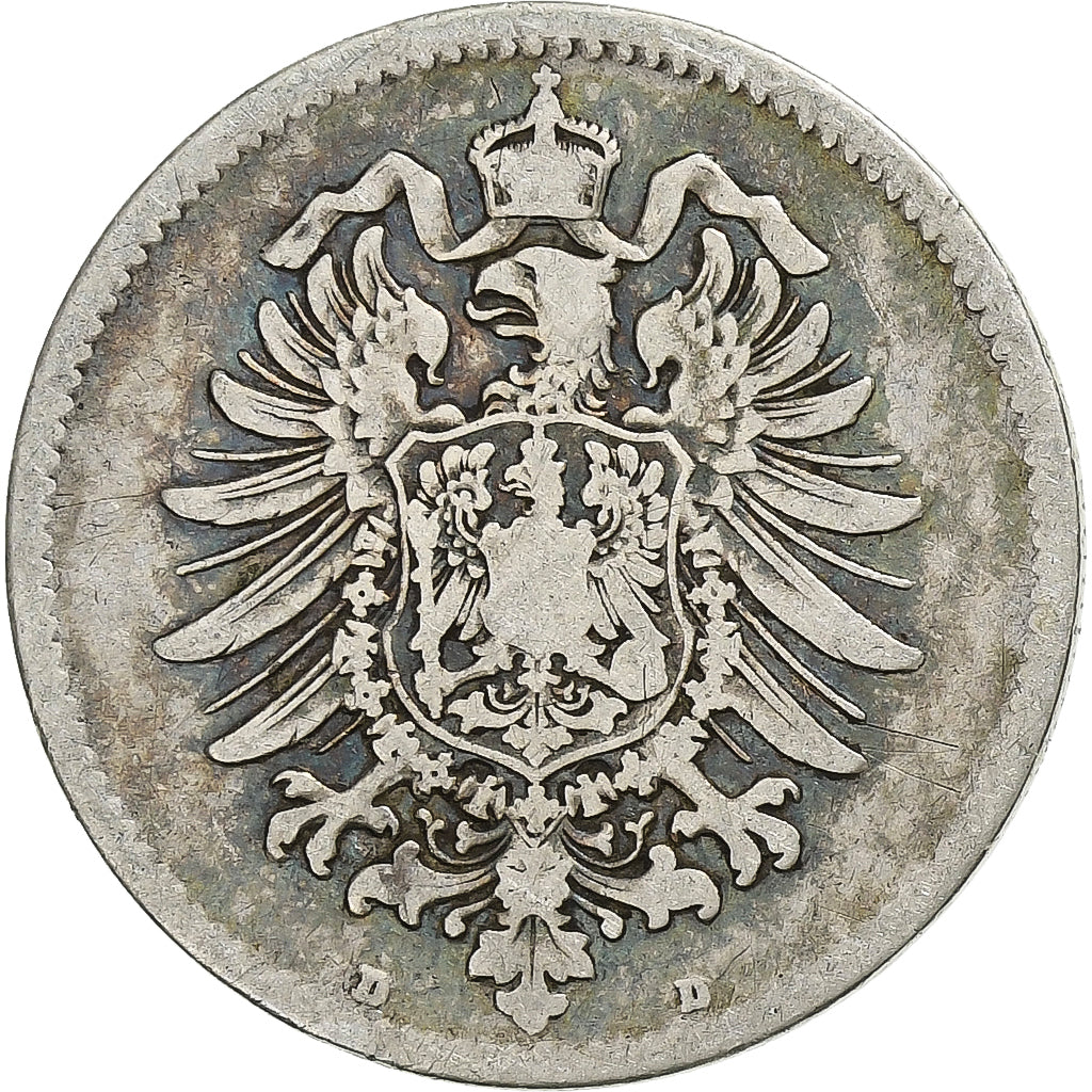 GERMANY - EMPIRE, Wilhelm I, Mark, 1881, Munich, Silver, VF(20-25), KM:7