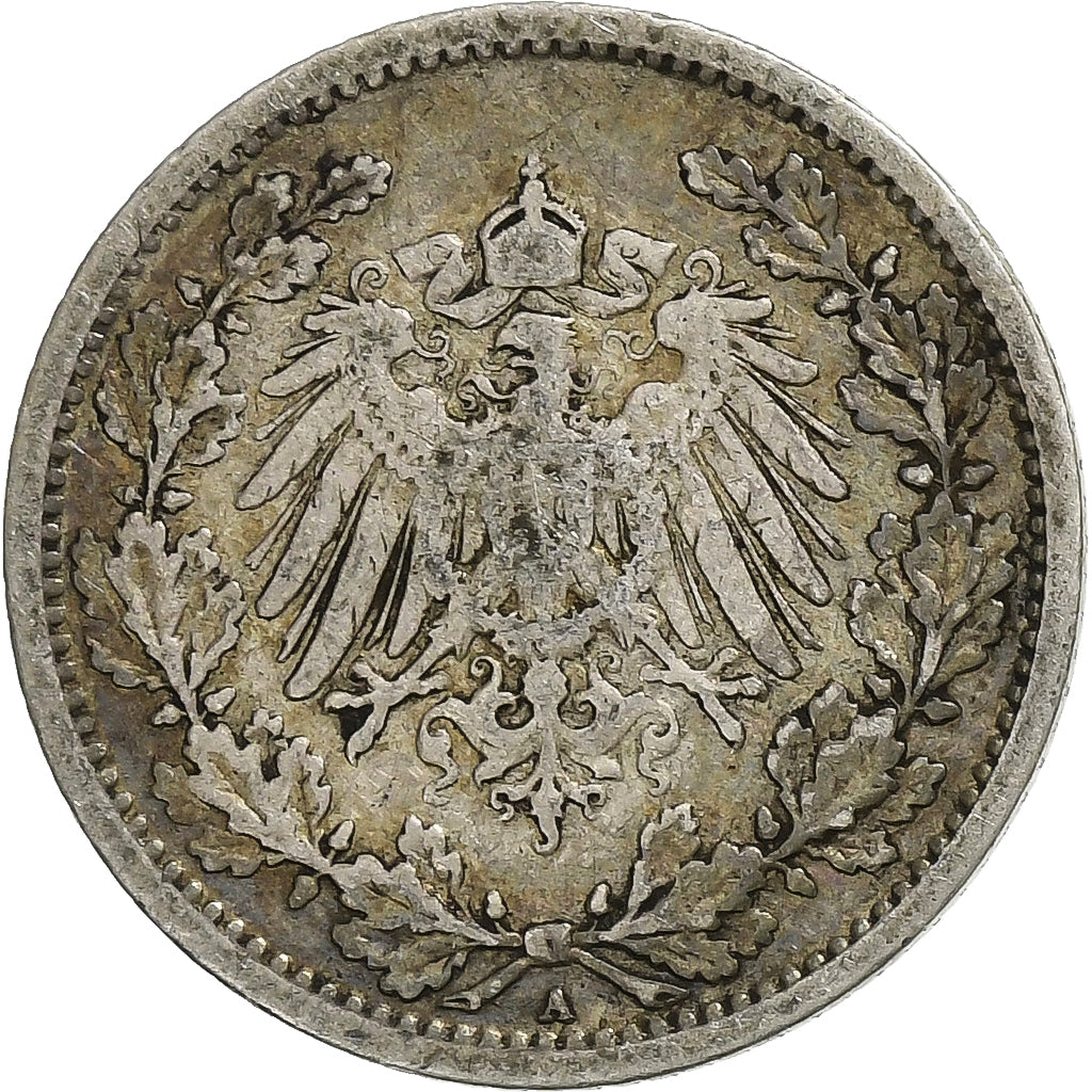 Coin, GERMANY - EMPIRE, 1/2 Mark, 1907, Berlin, VF(30-35), Silver, KM:17