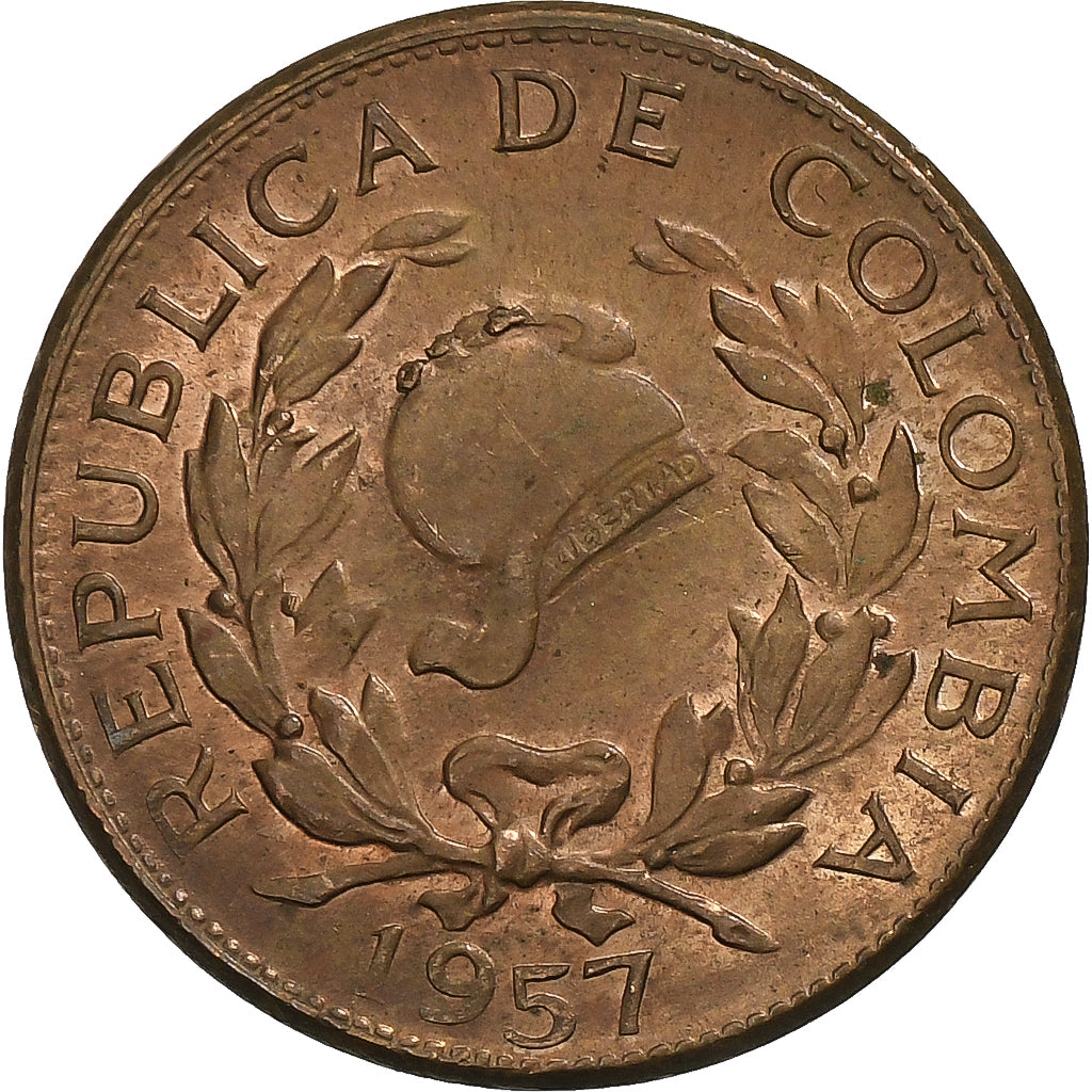 Colombia, 5 Centavos, 1957, Bronze, AU(55-58), KM:206