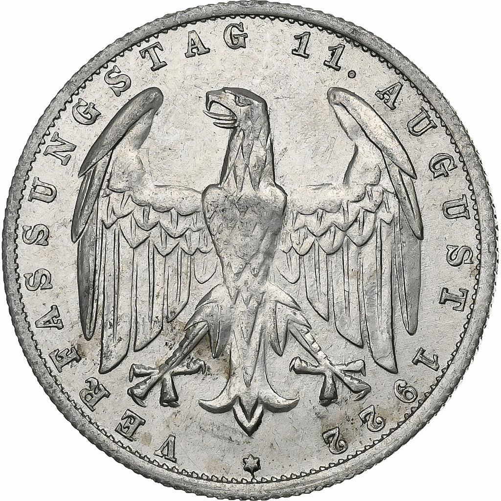 GERMANY, WEIMAR REPUBLIC, 3 Mark, 1922, Karlsruhe, Aluminum, VF(30-35), KM:29