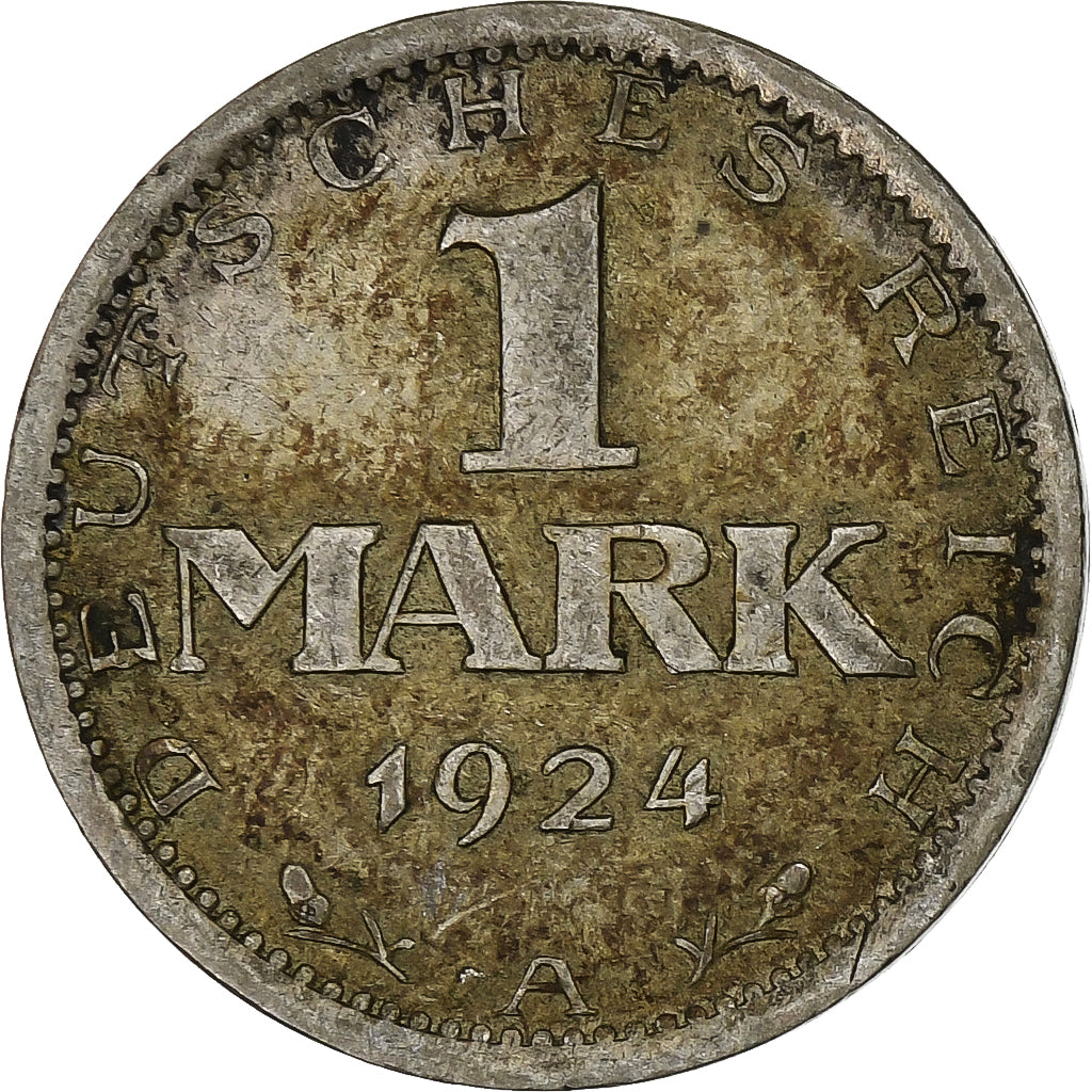 ALEMANHA, REPÚBLICA DE WEIMAR, Mark, 1924, Berlin, Prata, VF(30-35)