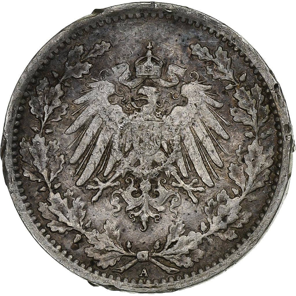 GERMANIA - IMPERO, 1/2 Mark, 1917, Berlin, Argento, MB+, KM:17