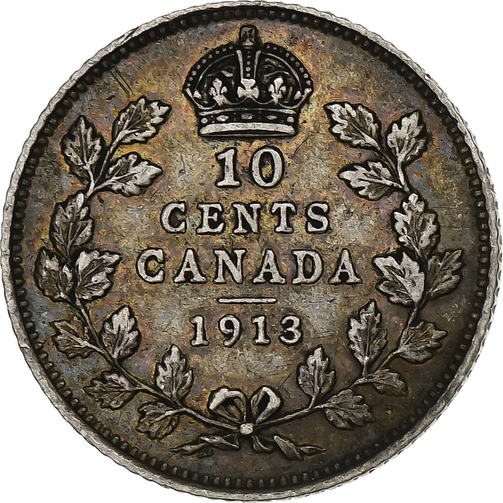 Kanada, George V, 10 Cents, 1913, Royal Canadian Mint, Silber, S+, KM:23