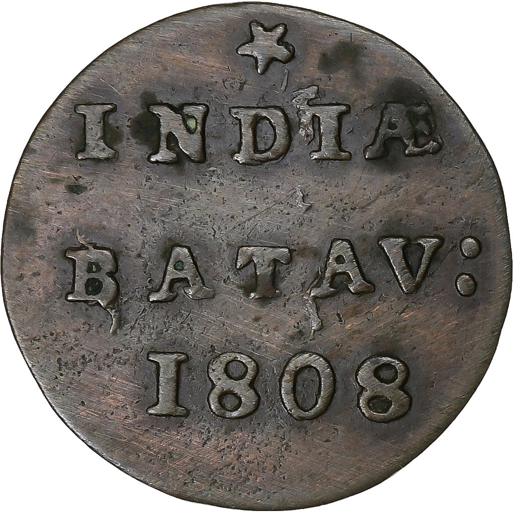 NETHERLANDS EAST INDIES, 1/2 Duit, 1808, Dordrecht, Copper, VF(30-35), KM:75