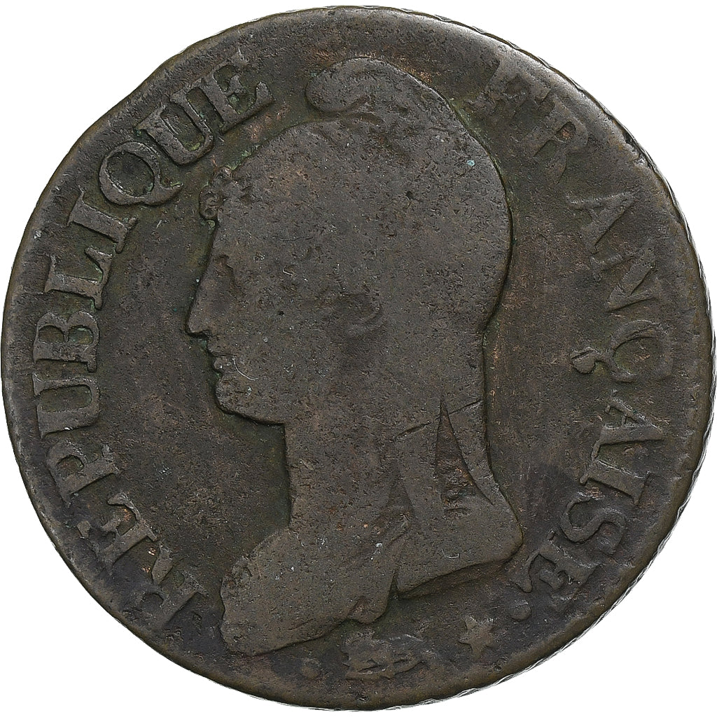 Francia, 5 Centimes, Dupré, AN 8, Strasbourg, Bronzo, MB+, Gadoury:126a