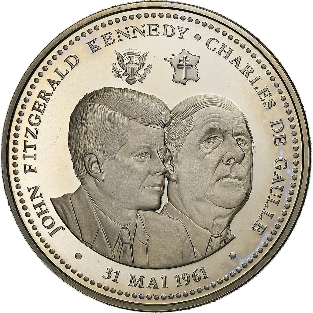Francia, medaglia, Vème République, Kennedy-De Gaulle, Rame-nichel, FDC