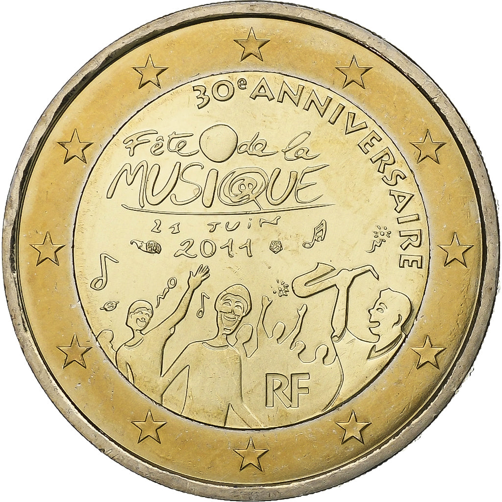 Frankreich, 2 Euro, Fête Musique, 2011, Paris, UNZ, Bi-Metallic, Gadoury:13.