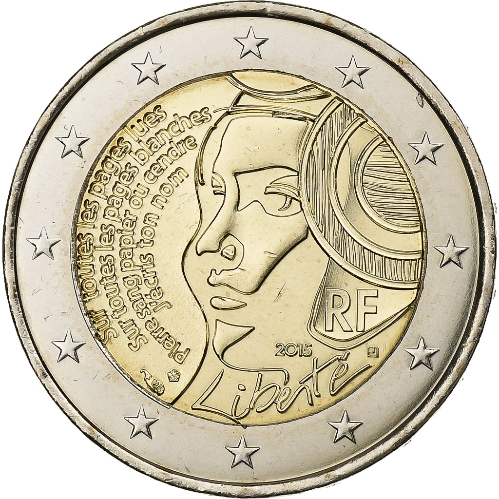 França, 2 Euro, 2015, Bimetálico, MS(63)
