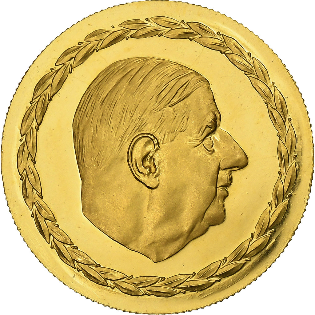 France, Medal, French Fifth Republic, Charles De Gaulle, 1970, Gold, MS(63)