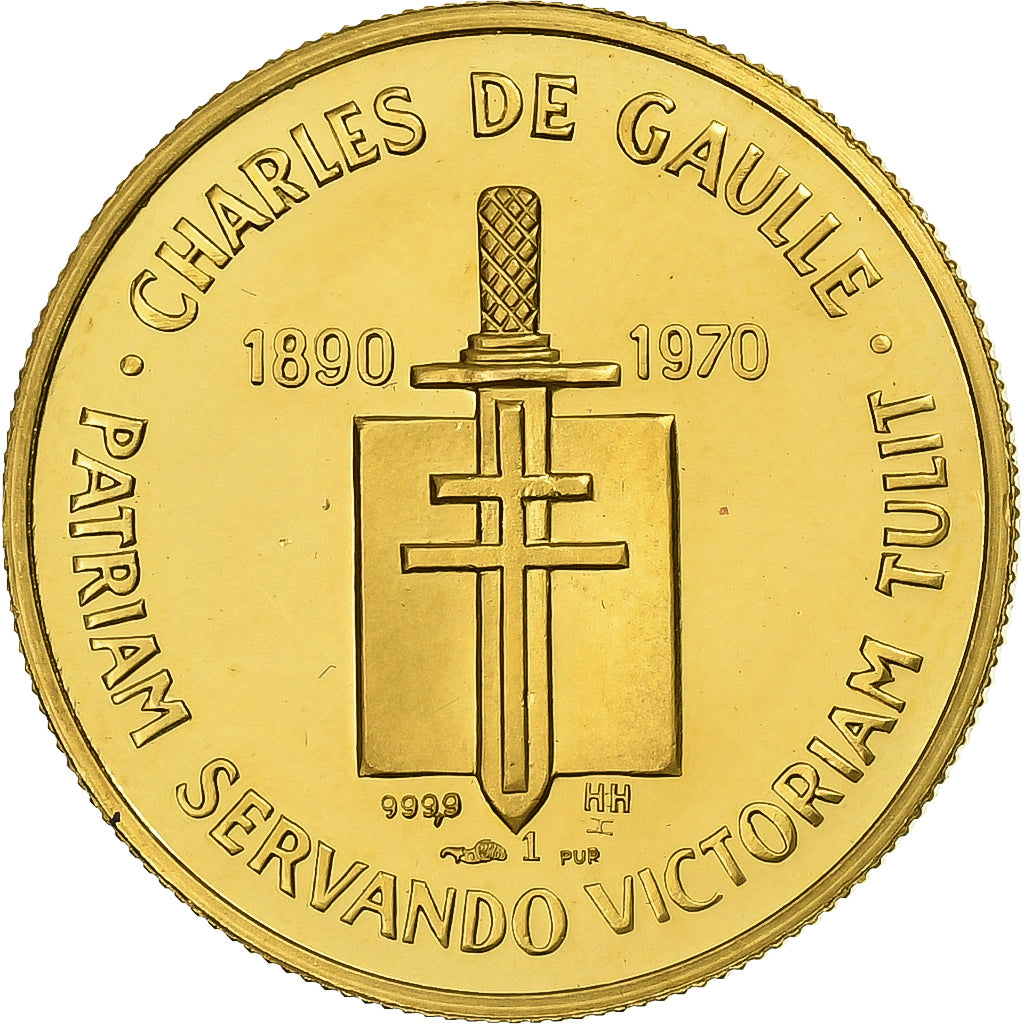 France, Medal, French Fifth Republic, Charles De Gaulle, 1970, Gold, MS(63)