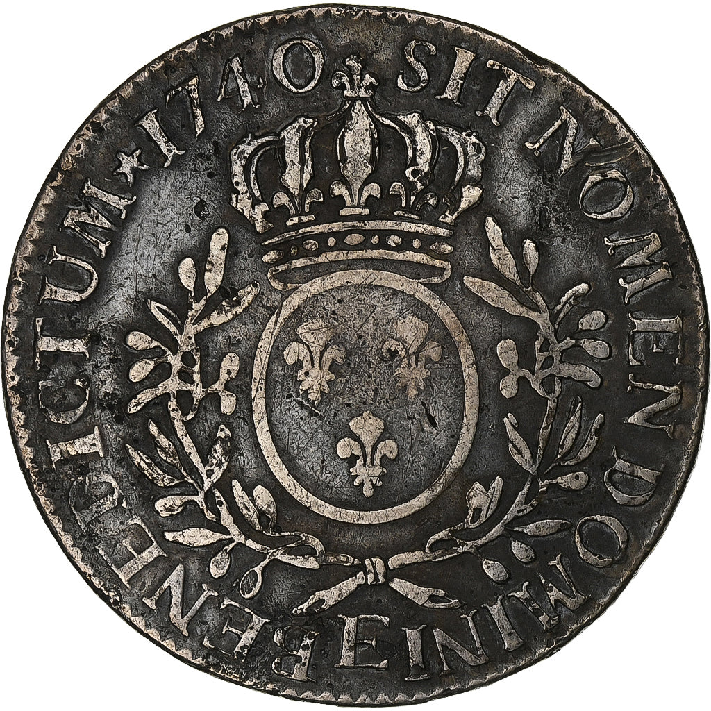 France, Louis XV, Ecu, Écu aux branches d'olivier, 1740, Tours, Silver