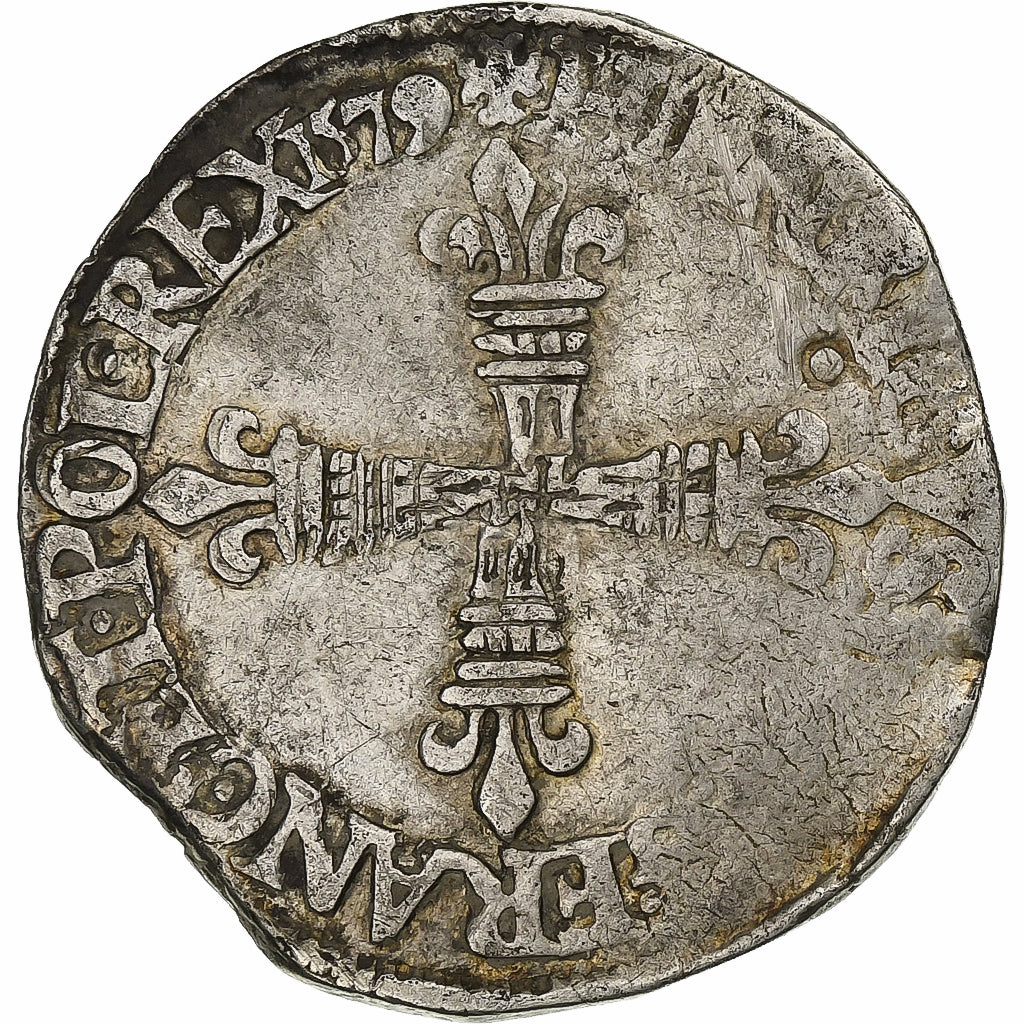 France, 1/4 Ecu, 1579, Nantes, Silver, VF(30-35), Sombart:4662
