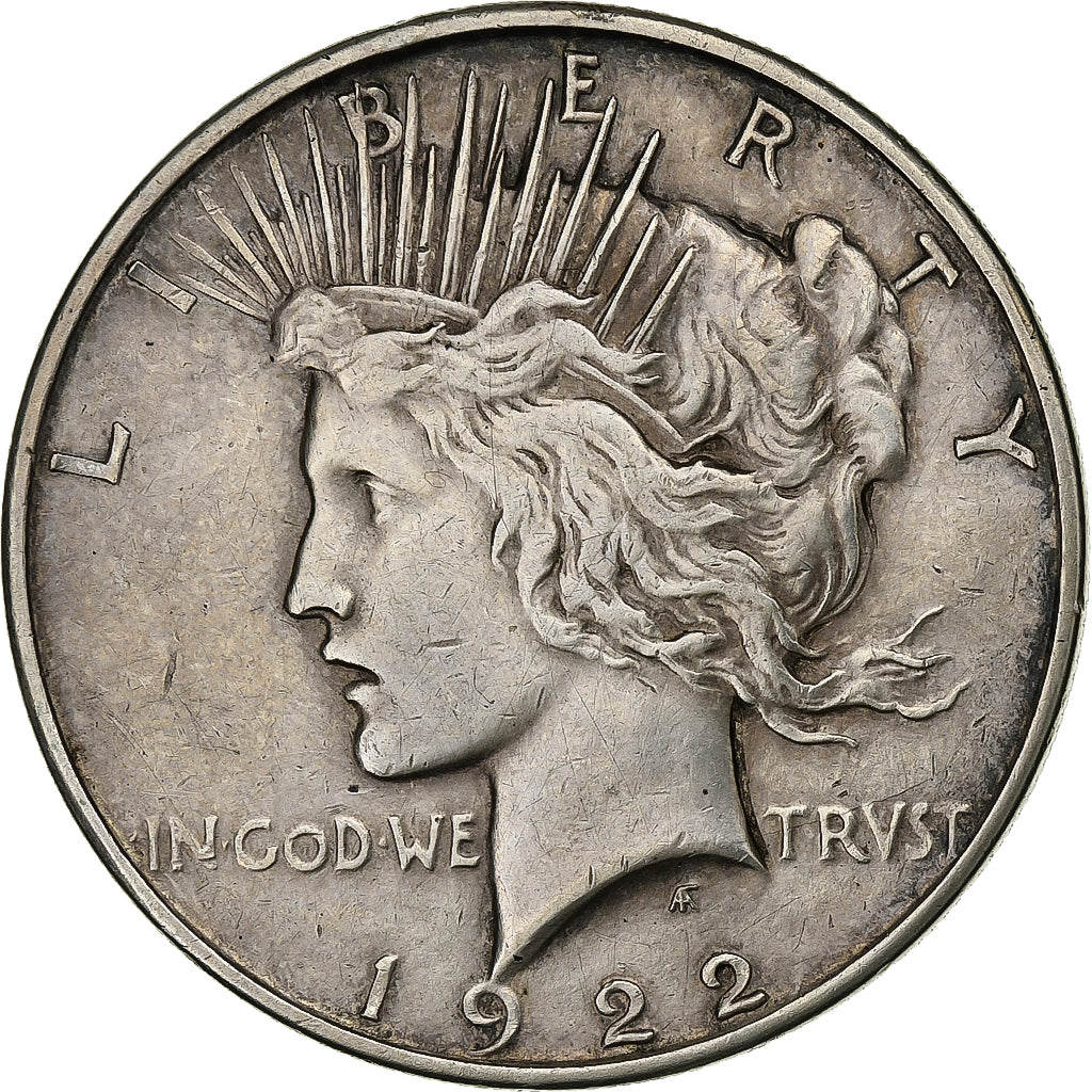 United States, Dollar, Peace, 1922, Denver, Silver, EF(40-45)